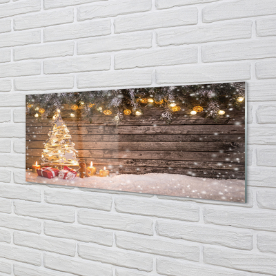 Obraz na szkle Choinka śnieg dekoracje