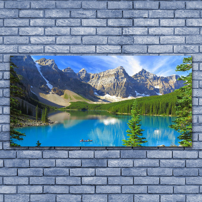 Obraz Szklany Jezioro Góra Las Krajobraz