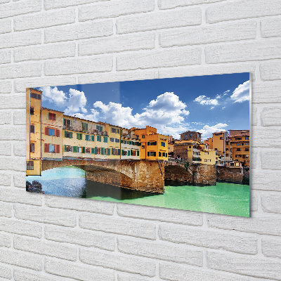 Panel Szklany Włochy Mosty rzeka budynki