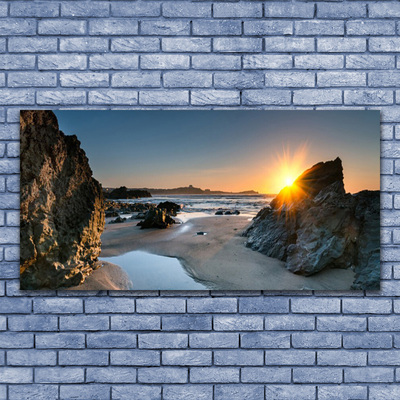 Obraz Akrylowy Skała Plaża Słońce Krajobraz