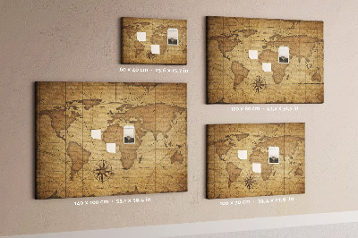 Tablica korkowa Mapa świata vintage