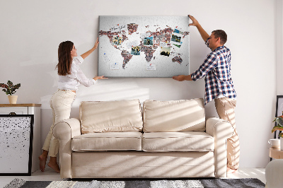 Tablica korkowa ozdobna Ceglana mapa świata