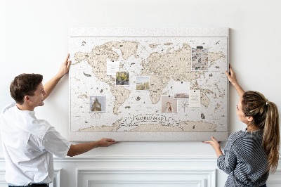 Tablica korkowa dla dzieci Vintage mapa świata