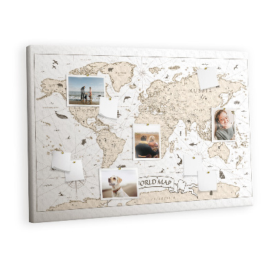 Tablica korkowa dla dzieci Vintage mapa świata