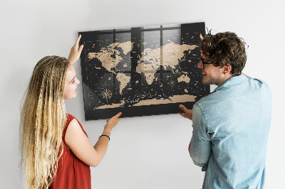 Tablica magnetyczna dla dzieci Vintage mapa świata