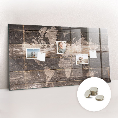 Tablica magnetyczna dla dzieci Mapa świata na drewnie
