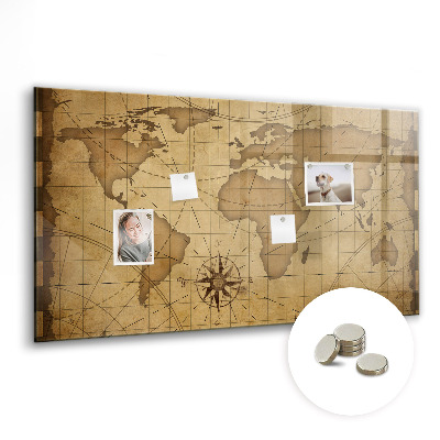 Tablica magnetyczna dla dzieci Mapa świata vintage