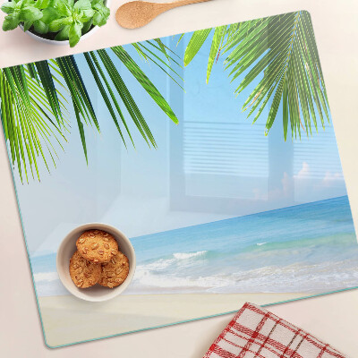 Szklana deska kuchenna Tropikalna plaża z palmami