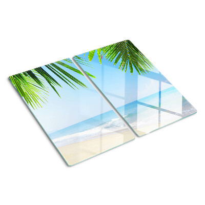 Szklana deska kuchenna Tropikalna plaża z palmami