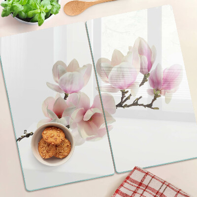 Szklana deska kuchenna Kwiaty magnolii na gałęzi