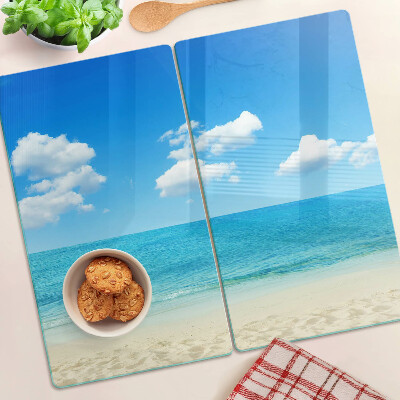 Szklana deska kuchenna Plaża z błękitnym niebem