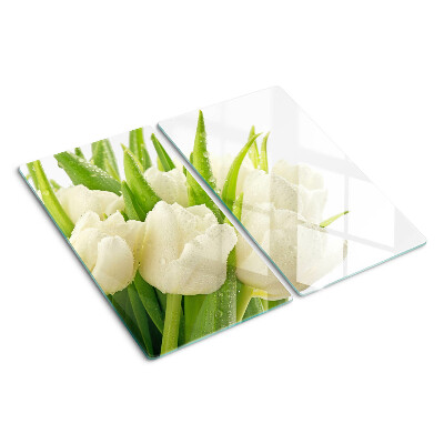 Szklana deska do krojenia Tulipany w kroplach wody