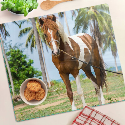 Deska kuchenna szklana Koń na tle palm
