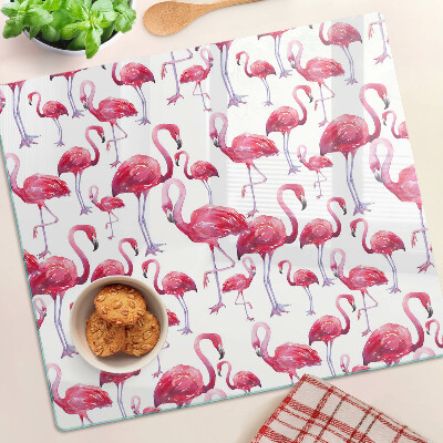 Szklana deska kuchenna Flamingi na białym tle