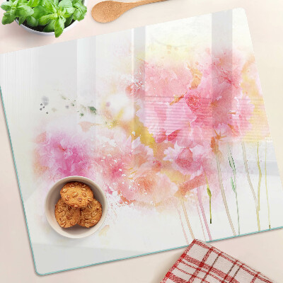 Szklana deska do krojenia Kwiatowe akwarele w pastelowych kolorach