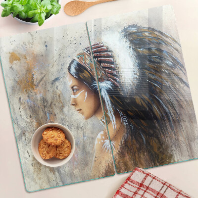 Szklana deska kuchenna Indianin z pióropuszem