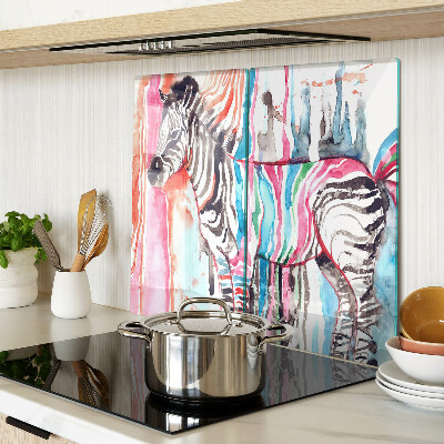 Deska kuchenna szklana Zebra w kolorowych paskach