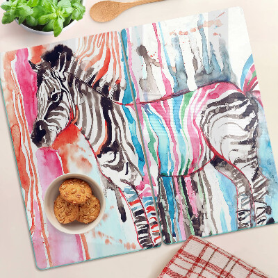 Deska kuchenna szklana Zebra w kolorowych paskach