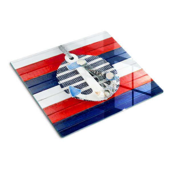 Szklana deska kuchenna Kotwica na tle pasów
