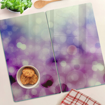Szklana deska do krojenia Bokeh w odcieniach fioletu i różu