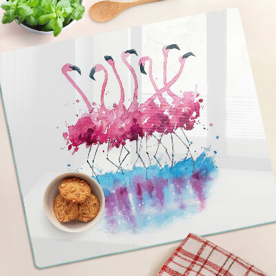 Deska kuchenna szklana Flamingi w akwarelowym stylu