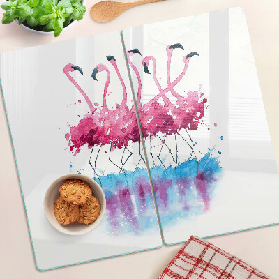 Deska kuchenna szklana Flamingi w akwarelowym stylu
