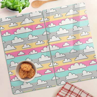 Deska kuchenna szklana Chmurki na pastelowym tle