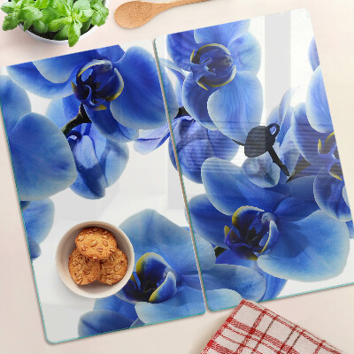 Deska kuchenna szklana Niebieskie orchidee