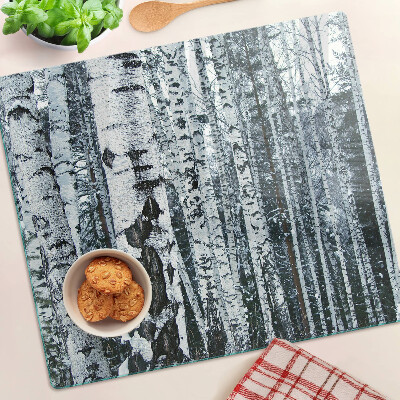 Deska kuchenna szklana Las brzozowy w zimowej scenerii