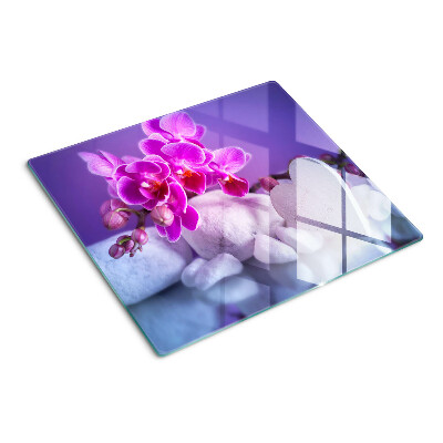 Szklana deska do krojenia Orchidee na kamieniach