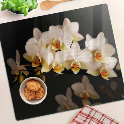 Deska kuchenna szklana Orchidee na czarnym tle