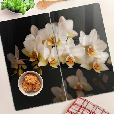 Deska kuchenna szklana Orchidee na czarnym tle