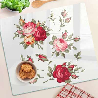 Deska kuchenna szklana Róże w stylu vintage