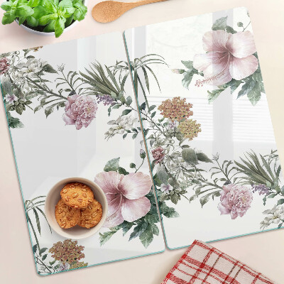 Szklana deska kuchenna Kwiatowy wzór z hibiskusem