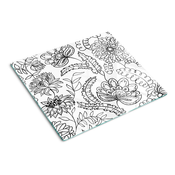 Szklana deska do krojenia Kwiatowy wzór w stylu doodle