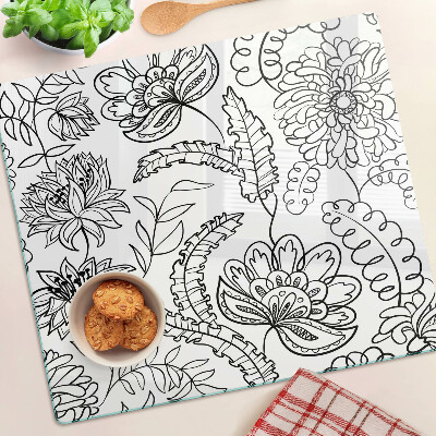 Szklana deska do krojenia Kwiatowy wzór w stylu doodle