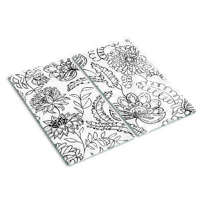Szklana deska do krojenia Kwiatowy wzór w stylu doodle