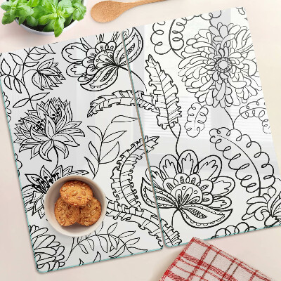 Szklana deska do krojenia Kwiatowy wzór w stylu doodle