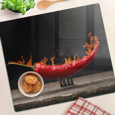 Szklana deska do krojenia Ogień i papryka chili