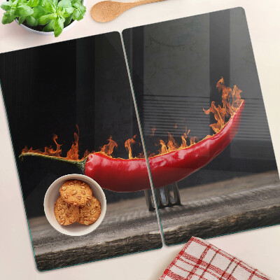 Szklana deska do krojenia Ogień i papryka chili