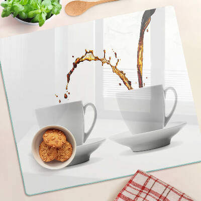 Szklana deska kuchenna Kawa w filiżankach