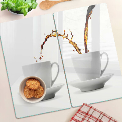 Szklana deska kuchenna Kawa w filiżankach