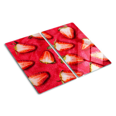 Deska kuchenna szklana Truskawki na różowym tle