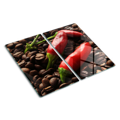 Szklana deska kuchenna Kawa i papryczki chili