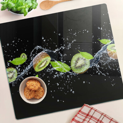 Deska kuchenna szklana Kiwi w wodzie z liśćmi