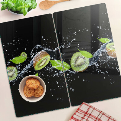 Deska kuchenna szklana Kiwi w wodzie z liśćmi