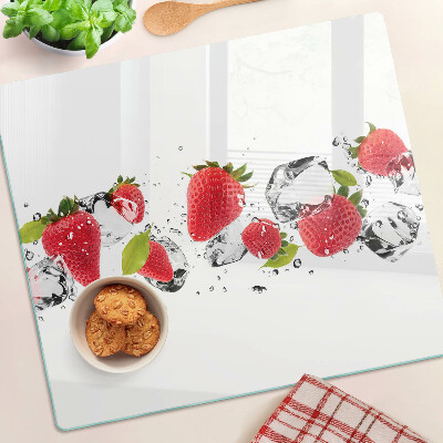 Szklana deska kuchenna Truskawki z lodem