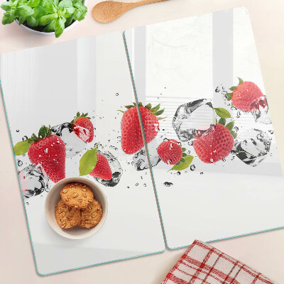 Szklana deska kuchenna Truskawki z lodem