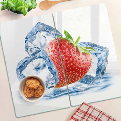 Szklana deska kuchenna Truskawka w lodzie