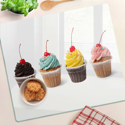 Deska kuchenna szklana Cupcake z bitą śmietaną i wiśnią